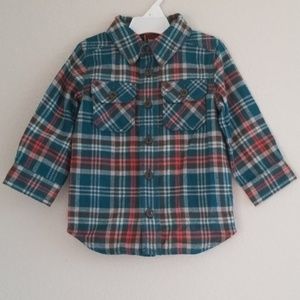 NWT {Tea Collection} Turquoise & Orange Tidepool Luis Flannel Shirt